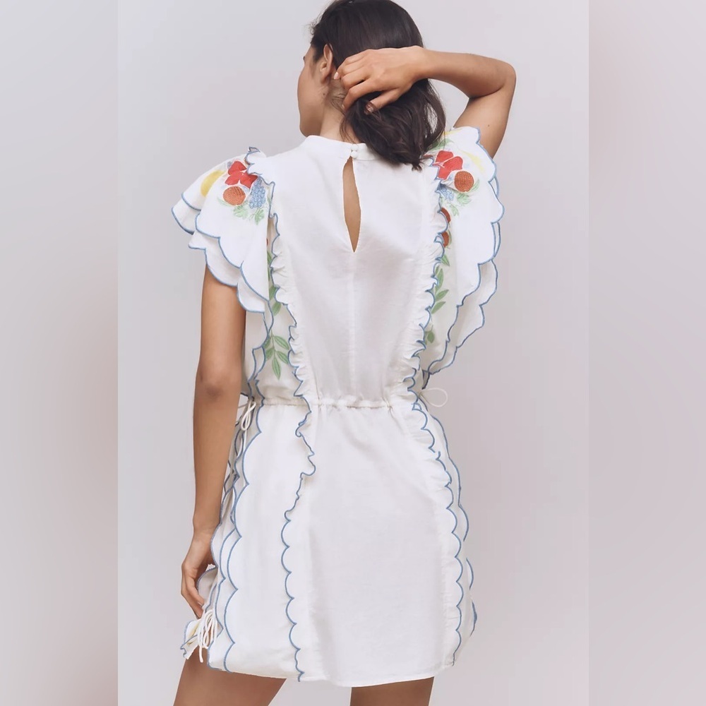 FARM Rio White Mini Dress with Red, Yellow & Green Floral Embroidery - Picture 2 of 9